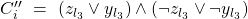 C''_{i} \ = \ (z_{l_3} \vee y_{l_3}) \wedge ( \neg z_{l_3} \vee \neg y_{l_3})